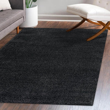Haze Solid Low-pile Area Rug Black